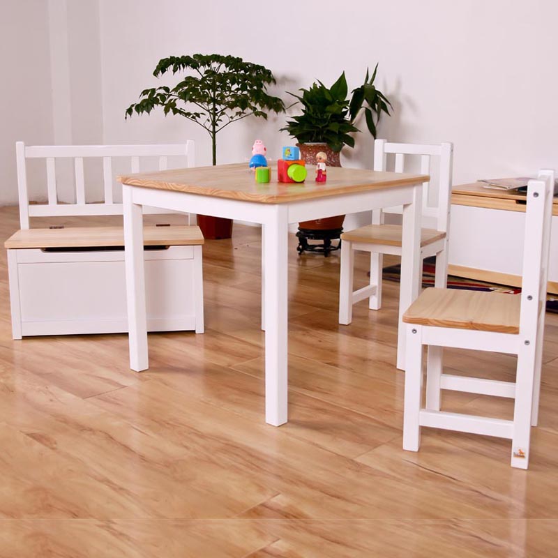 Nashow LMMS-017 Kids Natural White Chair and Table Preschool Table and Chair Set