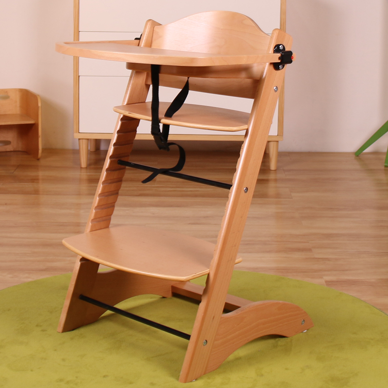 Nashow LMHC-007 L Shape High Chair Wooden Baby Chair Toddler Feeding Chair