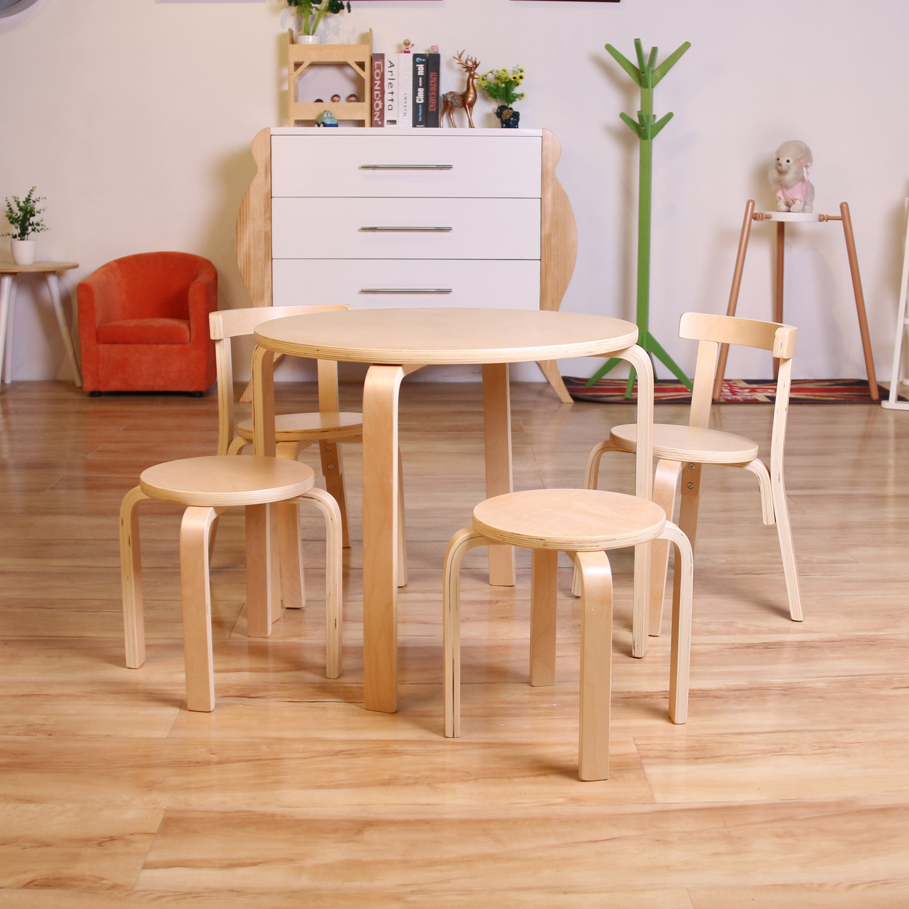 Nashow LMMS-057 Larabee Kids Furniture Set Preschool Table, Chair and Stool