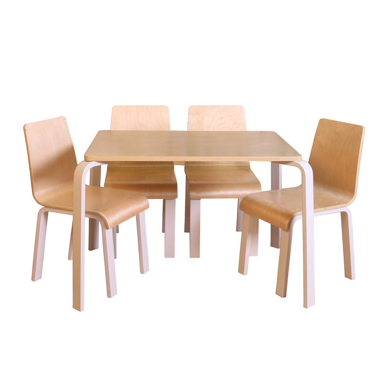 Nashow LMMS-034 Hopkins Kids Bentwood Furniture 4 Chairs & 1 Table Preschool Table and Chair Set