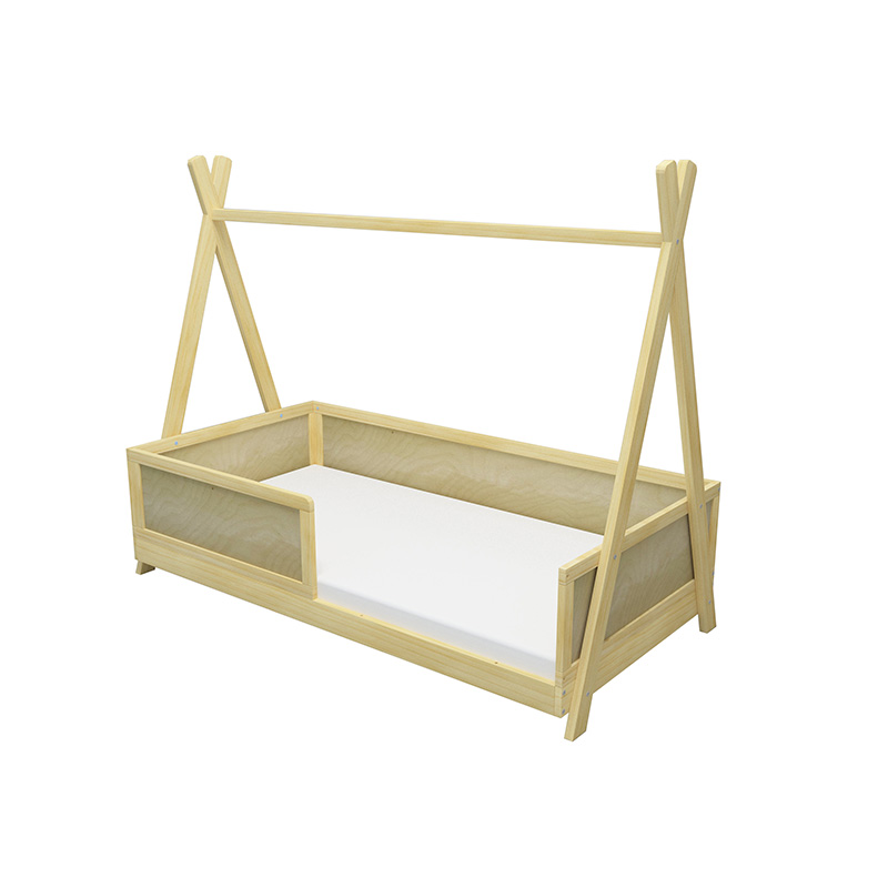 Nashow LMKB-013 Solid Pine Wood Kids Beds Toddler House Bed with Railings