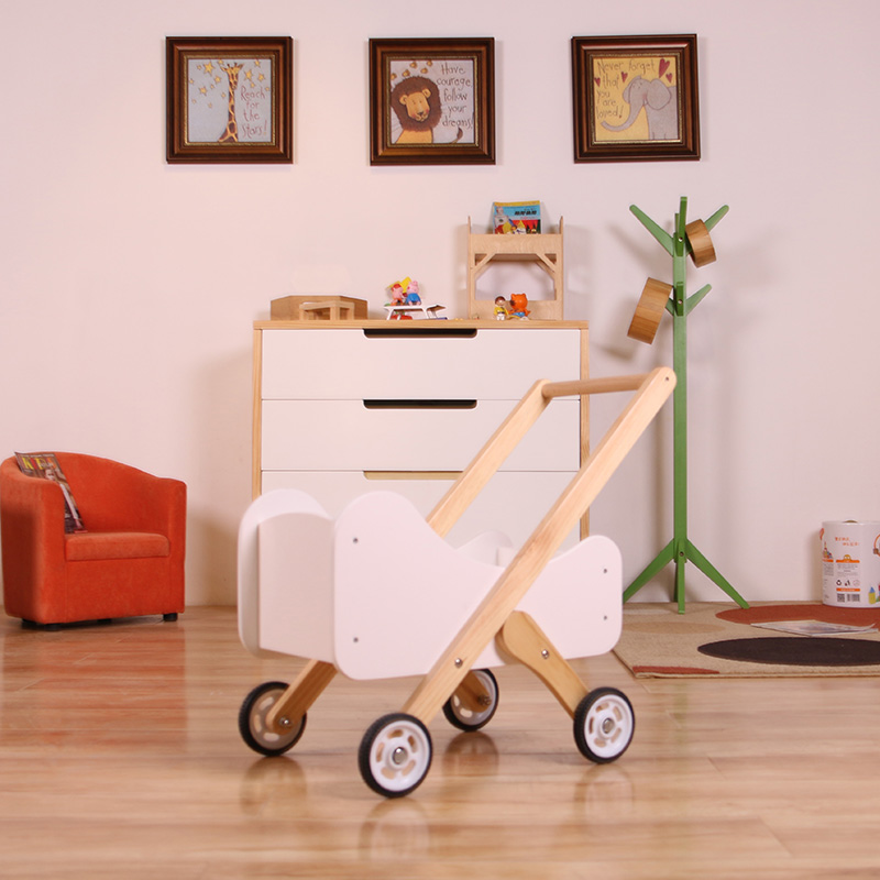 Nashow LMCA-001 Walker Shopping Trolley Wooden Child Play Cart Kids Wooden Toy