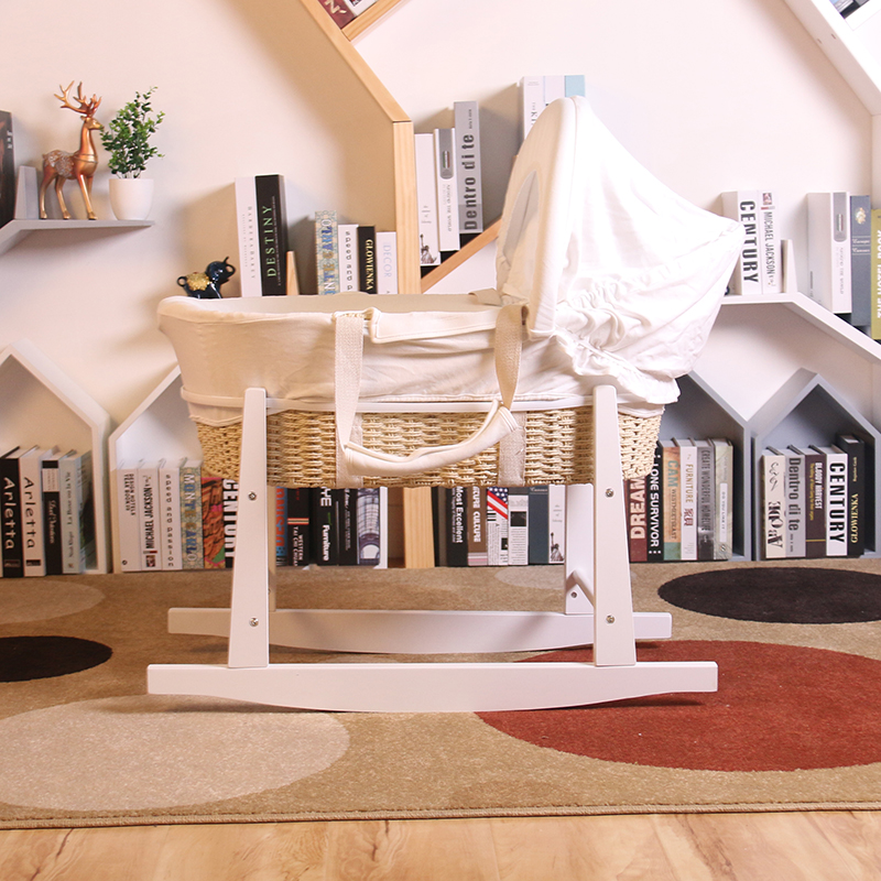 Nashow LMBM-003 Eco Friendly Baby Moses Basket Handmade Bassinet Baskets Natural Crib With Stand