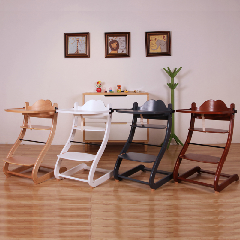 Nashow LMHC-005 S Shape Natural Baby Toddler High Chair Made of Solid Beech Wood