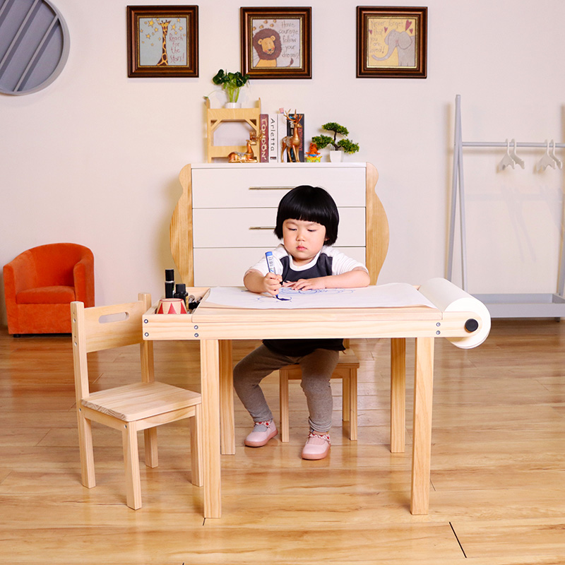 Nashow LMMS-067 Nice Wooden Kids Table and Chair for Children Painting and Playing