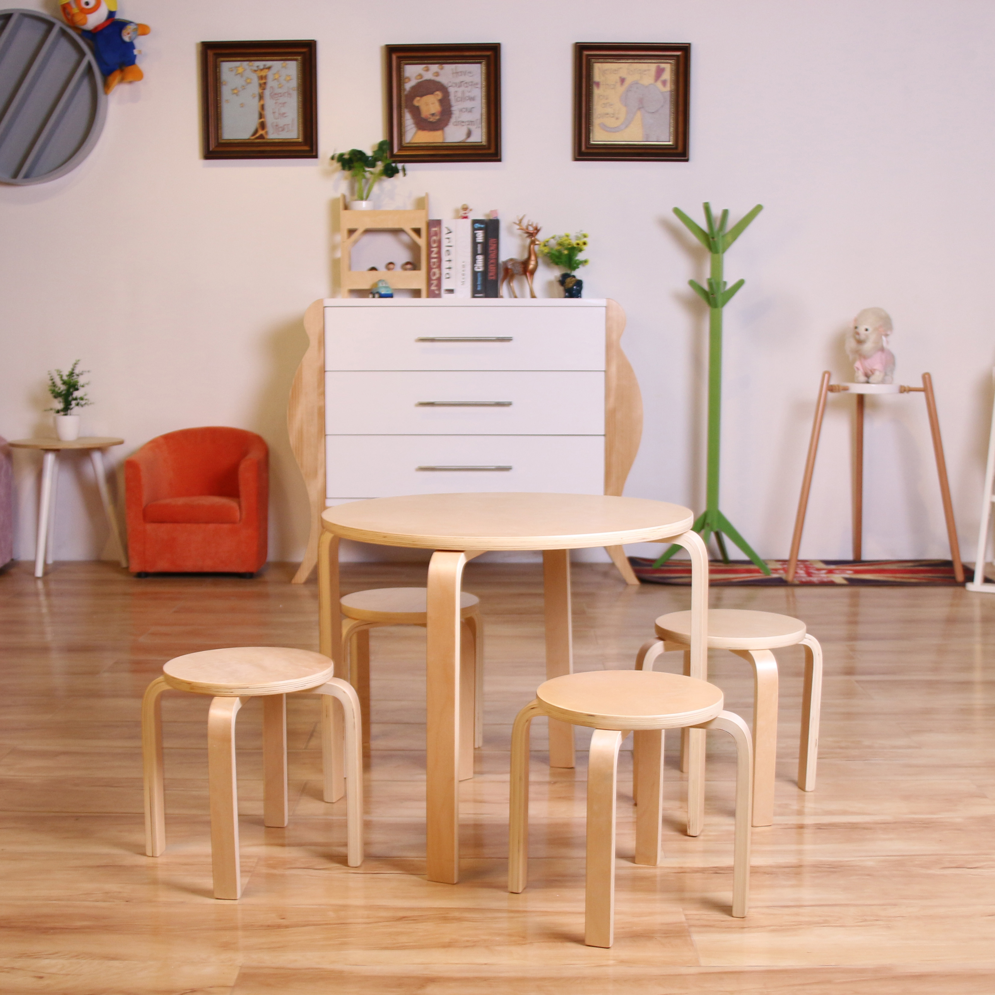 Nashow LMMS-010 Cubby Mushroom Table & Stools Round Table and Stools