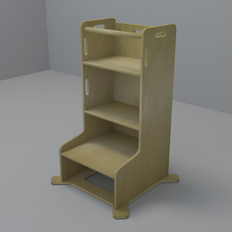 Nashow LMLT-004 Hunter Learning Tower Toddler Kitchen Helper Wooden Stand Stool Storage Shelf