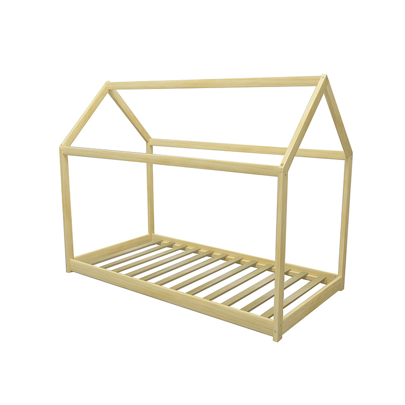 Nashow LMKB-003 Solid Pine Wood Montessori Kids Floor House Bed for Home Use