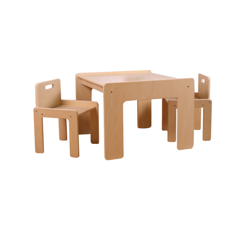 Nashow LMMS-035 High Quality Durable Wooden Children Table & Chairs Set with Natural and White Color