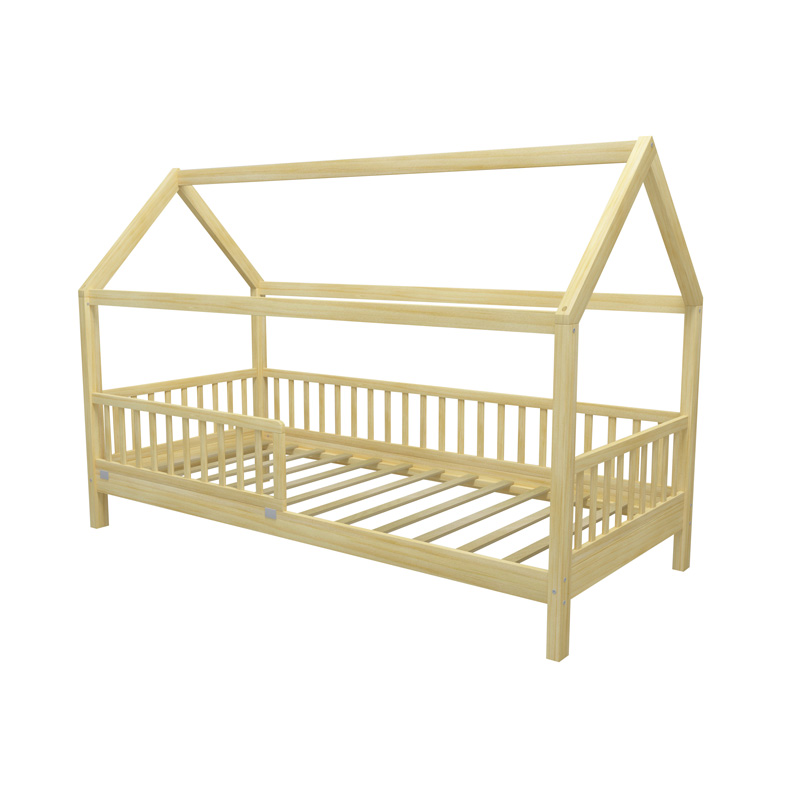 Nashow LMKB-009 Wholesale Kids Solid Wood Toddler Children Floor Frame Children Bed with Railings