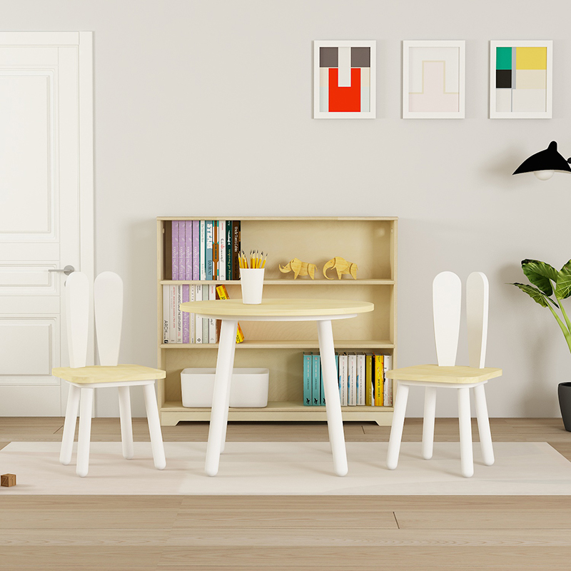 Nashow LMMS-059 High Quality Wooden Kid Table and Chairs Set in Bunny Style
