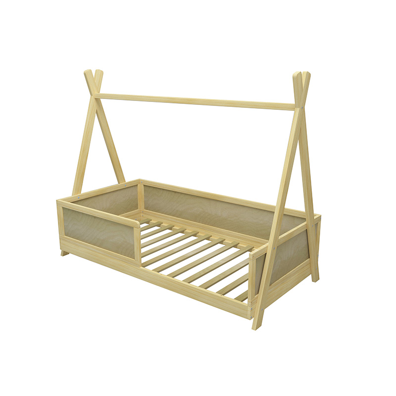 Nashow LMKB-013 Natural Wooden Montessori Safe Floor Bed with Railings For Toddler and Kid Home Use
